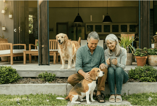Couple with dogs